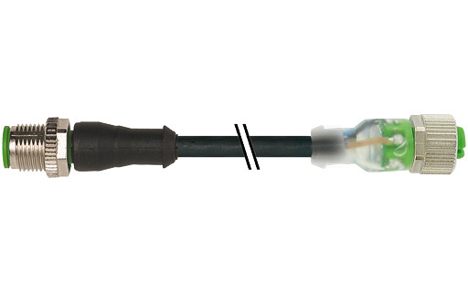 Murrelektronik Signal Connectors M12 Male 0°/M12 female 0° A-cod. led pur 5x0.34 BK +robot+drag CH. 4M