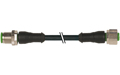 Murrelektronik Signal Connectors M12 Male 0° / M12 female 0° A-cod. PVC 4x0.34 BK 1.9M