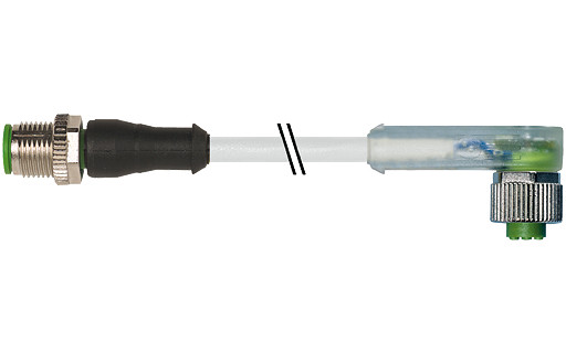 Murrelektronik Signal Connectors M12 Male 0° / M12 female 90° A-cod. led pur 4x0.34 GY +drag CH. 5M