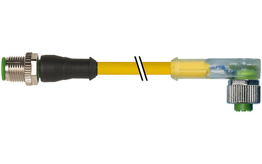 Murrelektronik Signal Connectors M12 Male 0° / M12 female 90° A-cod. led pur 4x0.34 ye 28M