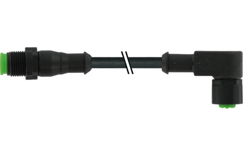 Murrelektronik Signal Connectors M12 Male 0° / M12 female 90° A-cod. lite pur 4x0.34 BK 7.5M