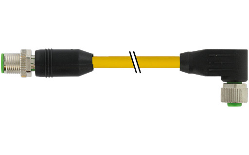 Murrelektronik Signal Connectors M12 Male 0° / M12 female 90° A-cod. pur 8x0.25 ye 1M