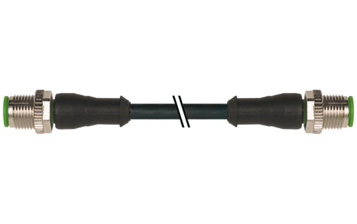 Murrelektronik Signal Connectors M12 Male 0° / M12 male 0° A-cod. pur 4x0.34 BK 10M