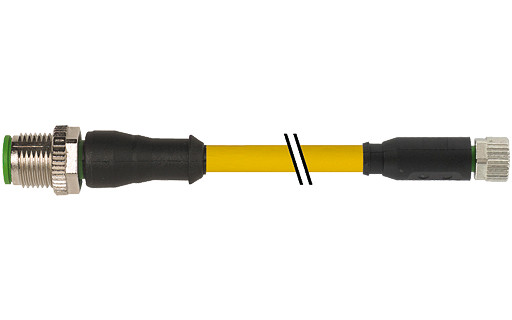 Murrelektronik Signal Connectors M12 Male 0° / M8 female 0° A-cod. pur 4x0.25 ye 7.5M