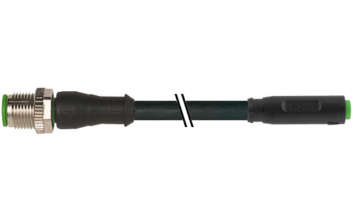 Murrelektronik Signal Connectors M12 Male 0° / M8 female 0° A-cod. snap-in pur 4x0.25 BK 3M