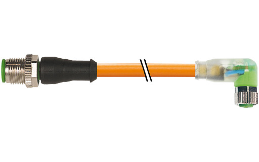 Murrelektronik Signal Connectors M12 Male 0° / M8 female 90° A-cod. led pur 3x0.34 or 10M