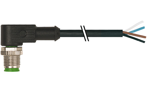 Murrelektronik Signal Connectors M12 Male 90° A-cod. with cable PVC 4x0.34 BK 3.5M