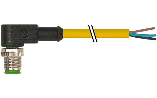 Murrelektronik Signal Connectors M12 Male 90° A-cod. with cable PVC 5x0.34 ye ul/csa 7.5M