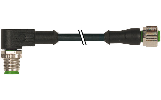 Murrelektronik Signal Connectors M12 Male 90° / M12 female 0° A-cod. pur 5x0.34 BK 12.5M
