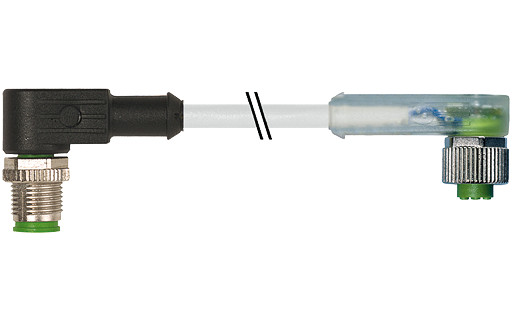 Murrelektronik Signal Connectors M12 Male 90° / M12 female 90° A-cod. led pur 4x0.34 GY 8M