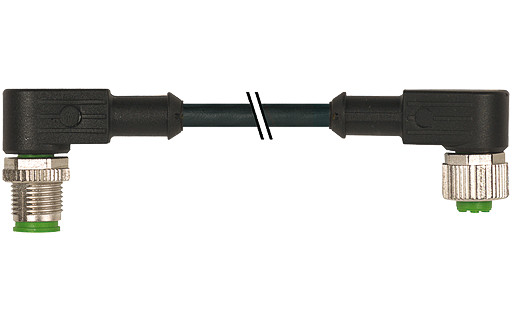 Murrelektronik Signal Connectors M12 Male 90° / M12 female 90° A-cod. pur 4x0.34 BK 0.8M