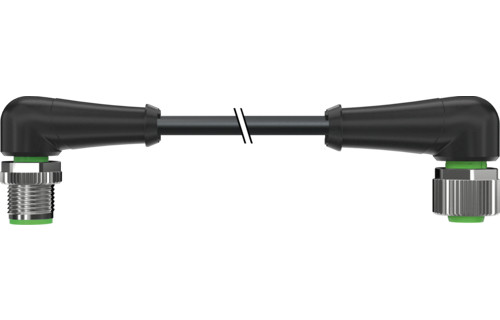 Murrelektronik Signal Connectors M12 Male 90° / M12 female 90° A-cod. pur 5x0.34 BK 3.7M