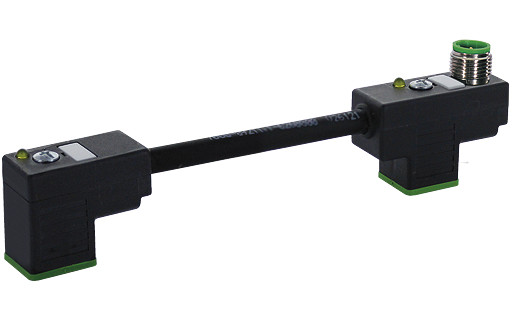 Murrelektronik Signal Connectors M12 Male on top / msud double valve plug form C 8MM pur 3x0.75 black