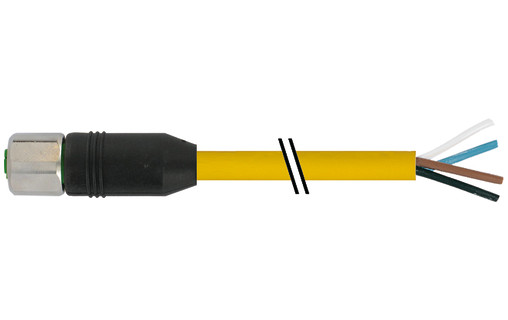 Murrelektronik Signal Connectors M12 Xtreme female 0° with cable pur 3x0.75+1x2x0.5 BK 1.5M