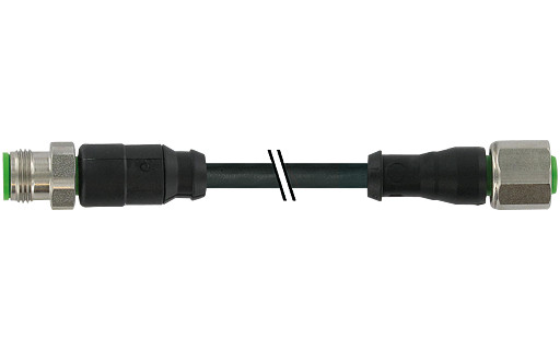 Murrelektronik Signal Connectors M12 Xtreme male 0° / M12 female 0° A-cod. pur 3x0.75+1x2x0.5 BK 5.6M
