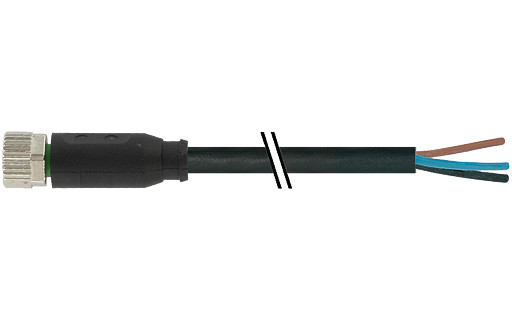 Murrelektronik Signal Connectors M8 Female 0° A-cod. with cable pur 3x0.25 BK 6.0M