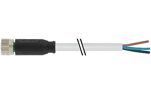 Murrelektronik Signal Connectors M8 Female 0° A-cod. with cable PVC 4x0.25 GY ul/csa 15M
