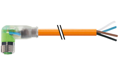 Murrelektronik Signal Connectors M8 Female 90° A-cod. with cable led pur 4x0.34 or 5M