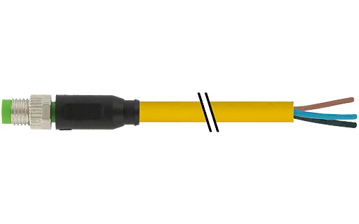 Murrelektronik Signal Connectors M8 Male 0° A-cod. with cable pur 3x0.25 ye 19.8M