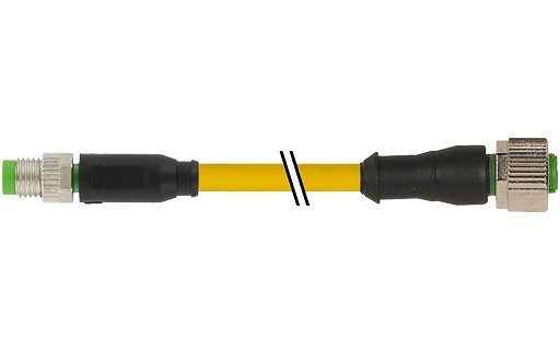 Murrelektronik Signal Connectors M8 Male 0° / M12 female 0° A-cod. pur 3x0.25 ye 1.5M