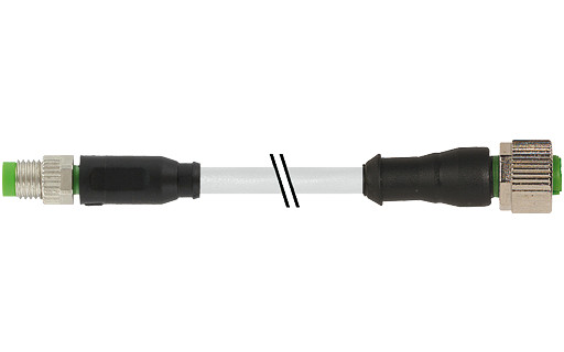 Murrelektronik Signal Connectors M8 Male 0° / M12 female 0° A-cod. pur 4x0.25 GY ul/csa+drag CH. 3M