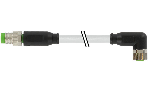 Murrelektronik Signal Connectors M8 Male 0° / M8 female 90° A-cod. PVC 3x0.25 GY 1.3M
