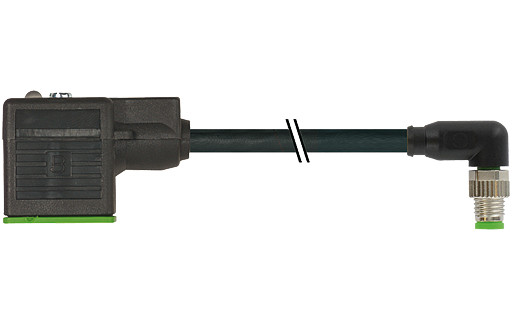 Murrelektronik Signal Connectors M8 Male 90° A-cod. / msud valve plug bi-11MM pur 3x0.34 BK 5M