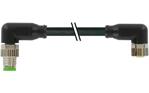 Murrelektronik Signal Connectors M8 Male 90° / M8 female 90° A-cod. pur 3x0.25 BK ul/csa+drag CH. 0.3M