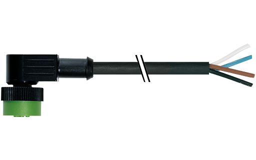 Murrelektronik Signal Connectors MQ12 Female 90° A-cod. with cable pur 4x0.34 BK ul/csa+drag CH. 10M