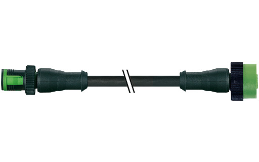 Murrelektronik Signal Connectors MQ12 Male 0° / MQ12 female 0° A-cod. pur 5x0.34 BK 1M