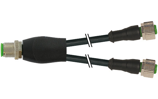 Murrelektronik Signal Connectors Y-Distributor M12 male / M12 female 0° A-cod. PVC 3x0.34 BK 0.8M
