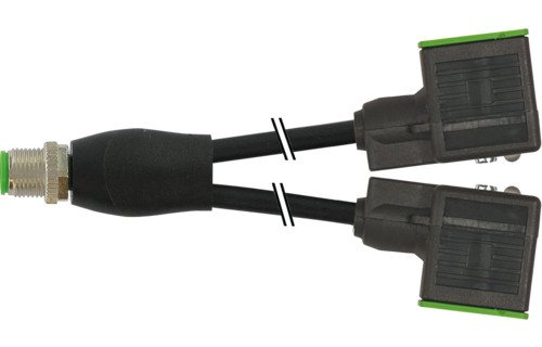 Murrelektronik Signal Connectors Y-Distributor M12 male / msud valve plug A-18MM pur 3x0.5 BK 2.2M