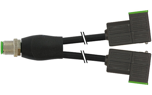 Murrelektronik Signal Connectors Y-Distributor M12 male / msud valve plug ci-9.4MM pur 3x0.75 BK 0.5M