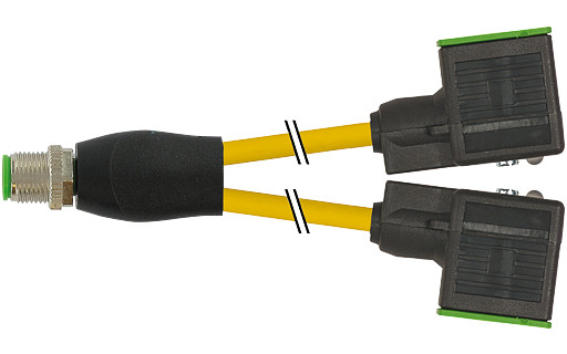 Murrelektronik Signal Connectors Y-Distributor M12 / msud valve plug C-8MM small PVC 3x0.75 ye 0,3M
