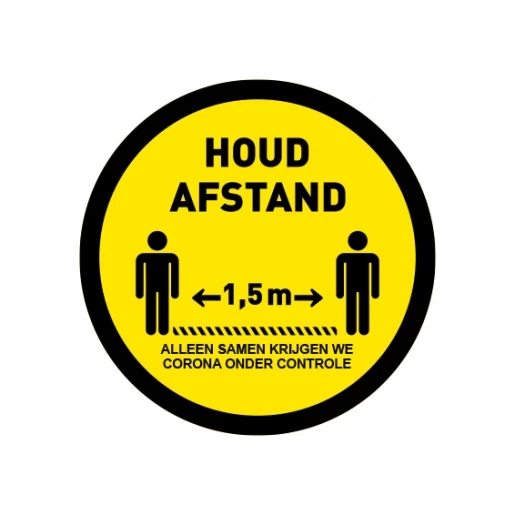 Nedelko Covid-19 vloersticker rond "houd afstand" anti-slip afm: 400MM