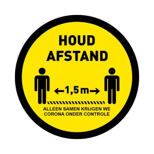 Nedelko Covid-19 vloersticker rond "houd afstand" anti-slip afm: 500MM