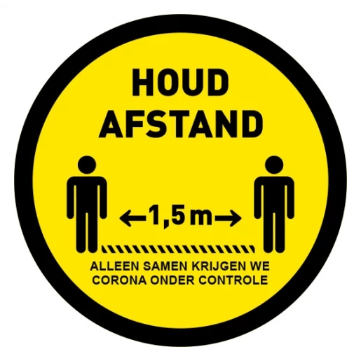 Nedelko Covid-19 vloersticker rond "houd afstand" anti-slip afm: 600MM