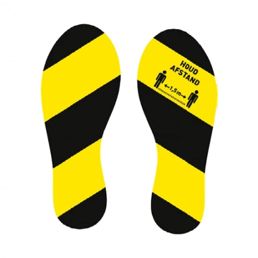 Nedelko Covid-19 voetstappen houd afstand anti-slip geel/zwart set L/R
