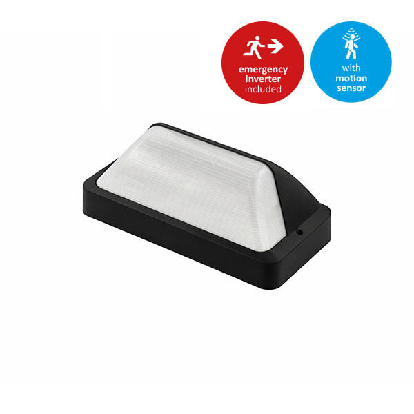 Interlight Next entry led portiek-/ buitenarmatuur 3000 - 4000K 390 - 800LM 116x285mm bewegingssensor lichtsensor >80&deg; - steekklem ip66 zwart