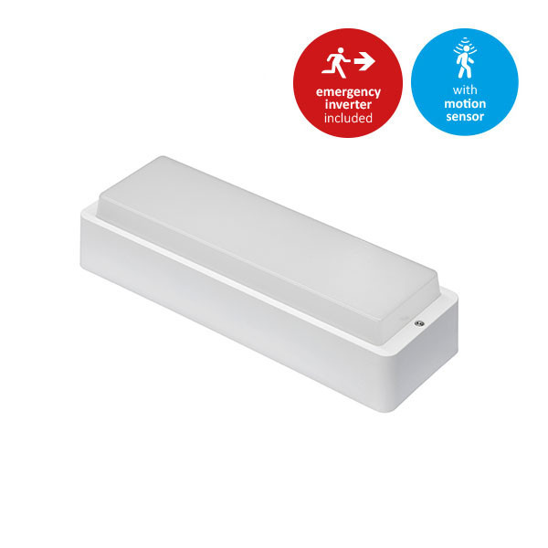 Interlight Next entry led portiek-/ buitenarmatuur 3000 - 4000K 580 - 1200LM 88x360mm bewegingssensor lichtsensor >80&deg; - steekklem ip66 wit
