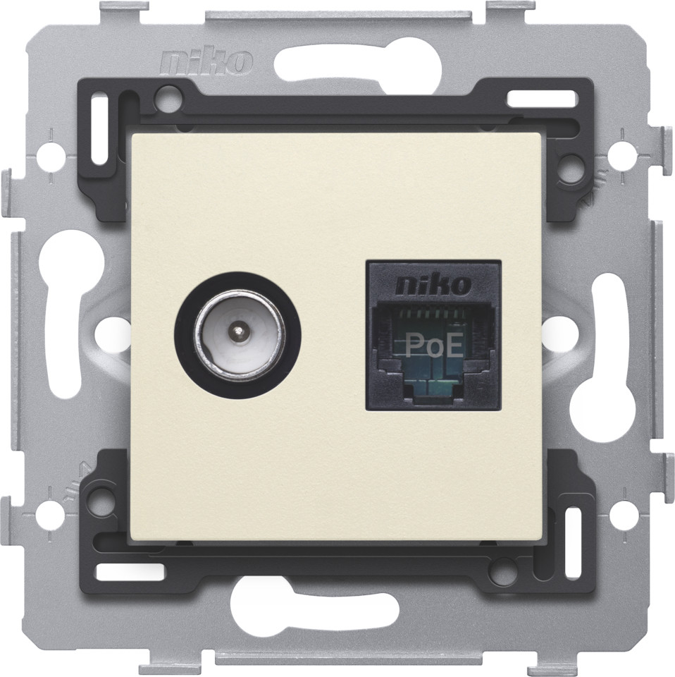 Niko Switches & Sockets Combinatie Coax met RJ45-aansluiting utp cat. 6, klaar voor poe++, vla