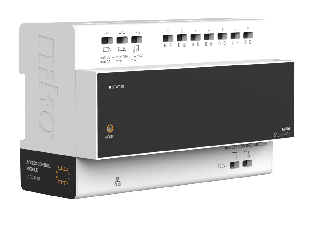 Niko Access control/Digitale oplossingen Din-Rail controller voor videobuitenpost, 2-draads, met geïntegreerde