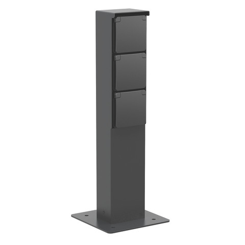 Niko Switches & Sockets Spuitwaterdichte Tuinpaal met drievoudig stopcontact, randaarde en gro