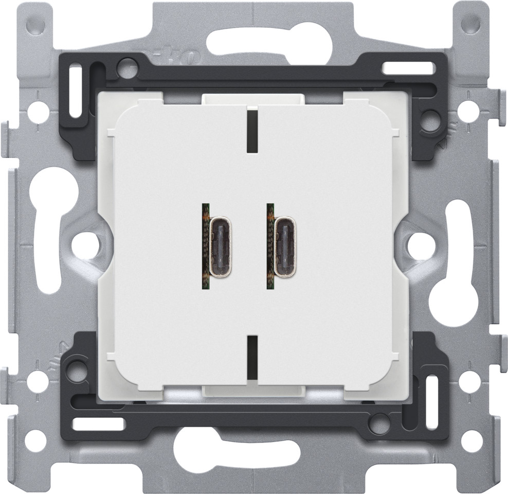 Niko Switches & Sockets Dubbele Smart usb-C lader met power delivery, 65 W piek, schroefbevest