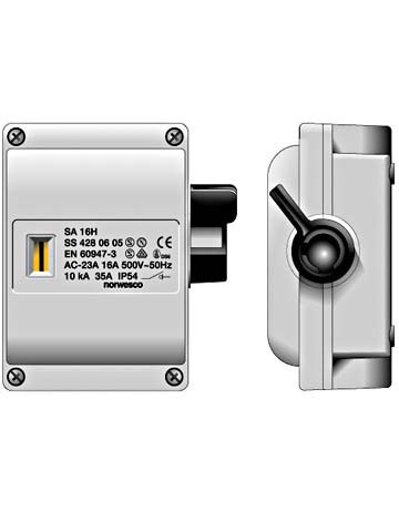 Norwesco SA Sa316h Werkschakelaar3p+hc. 16a/500V M20 grijs ip54
