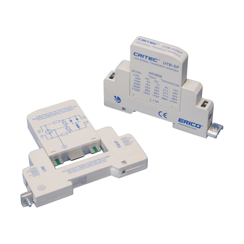 nVent ERICO Surge Protection Univ. transient barrier,overspanningsbev., enkel paar, 10-21 vac