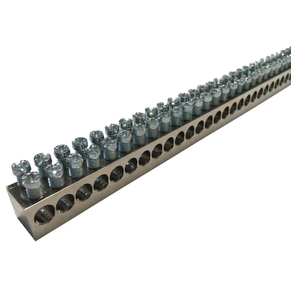 nVent ERIFLEX Aardingsrails Busbar Voor aarding en N-geleider, vernikkeld . messing, 2x130 aansl.