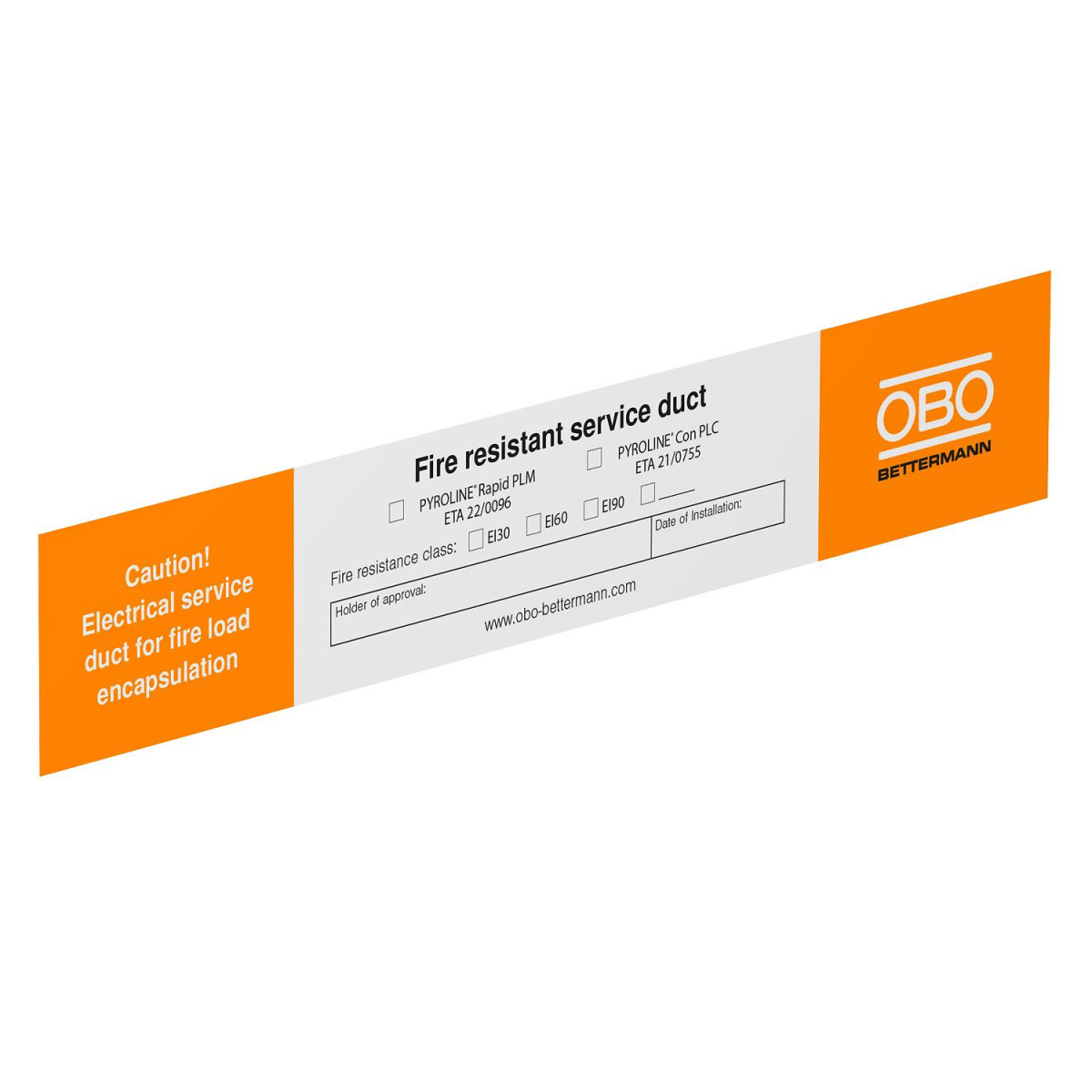 OBO Brandschutzkanal-Zubehör Identification Plate for duct systems 250x43 polyvinylchloride wit