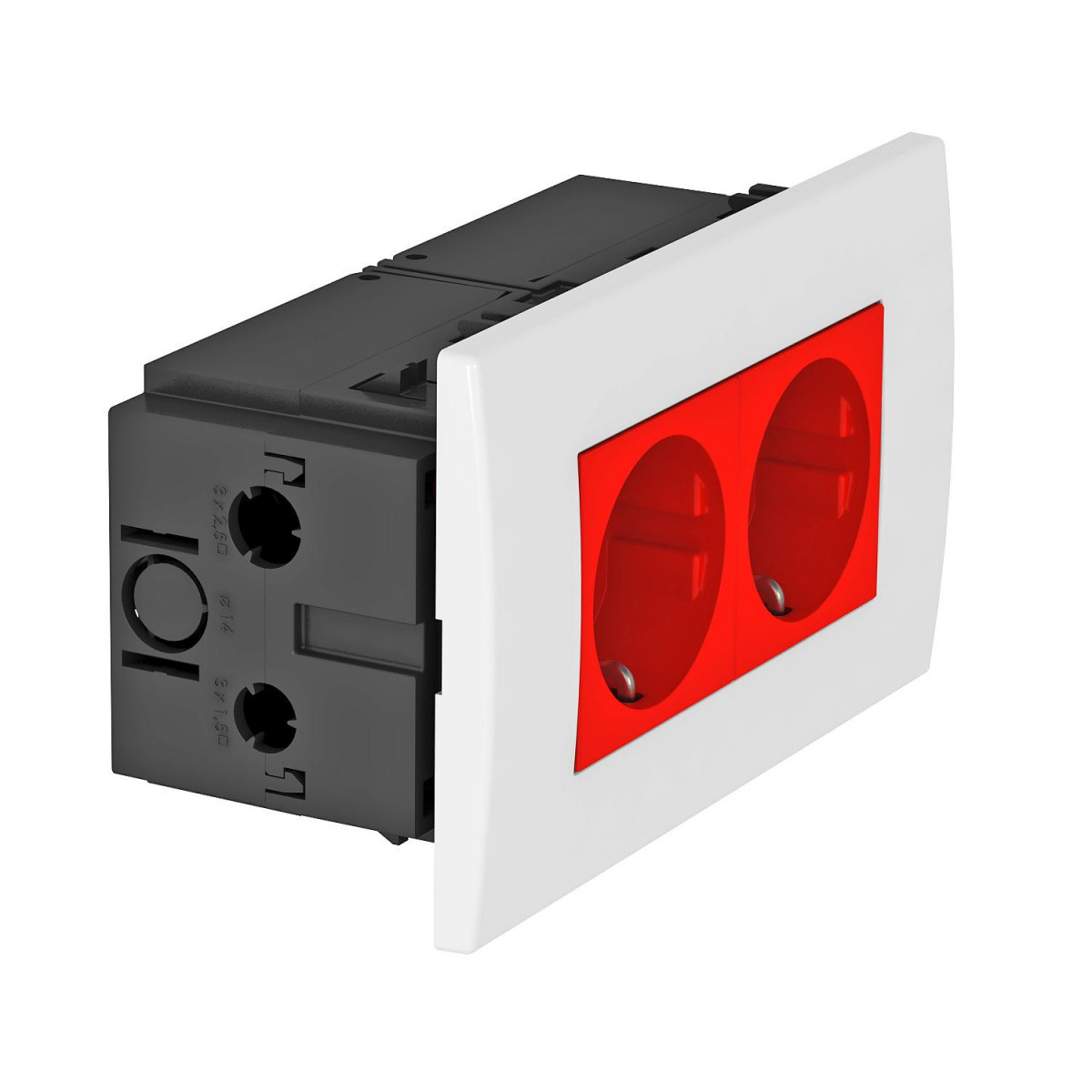 OBO Contactdooseenheid Module 45, 2-voudig 84x140x59mm polycarbonaat rood