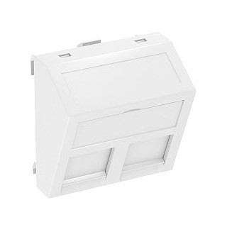 Obo DTS data techniek drager type B PC inbouwkap data-connector basiselement met centrale afdekplaat met label wit